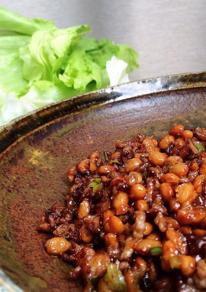 簡単5分☆納豆とひき肉のレタス包み-レシピのメイン写真