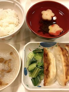 焼き餃子(チンゲン添え)【病院食】-レシピのメイン写真