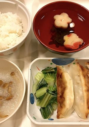 焼き餃子(チンゲン添え)【病院食】-レシピのメイン写真