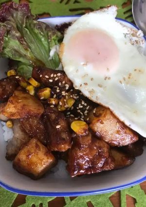 豚ロースでトンテキ目玉焼きのせ丼☆-レシピのメイン写真