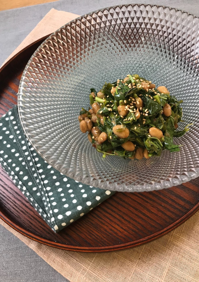 レンジで簡単♪ 梅とモロヘイヤの納豆和え-レシピのメイン写真