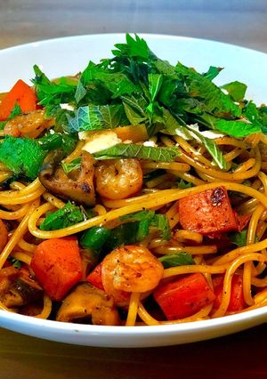 ブラックペッパー海老のパスタオイスター味-レシピのメイン写真