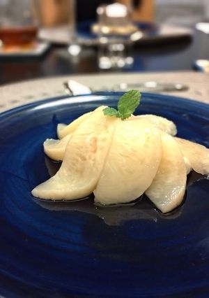 桃のコンポートとミルクリゾット-レシピのメイン写真