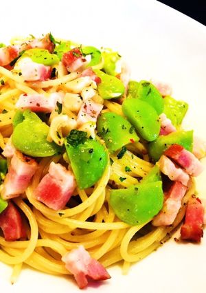 ベーコンとそら豆のオイルパスタ-レシピのメイン写真