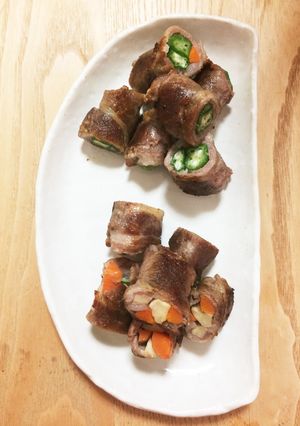 豚肉で巻き野菜♪♪-レシピのメイン写真