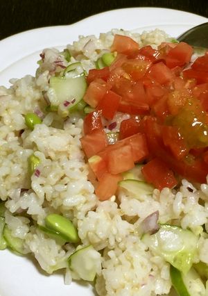 夏はひんやり　枝豆とトマトの冷やしライス-レシピのメイン写真