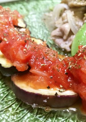 茄子のお惣菜★焼き茄子のトマトソースのせ-レシピのメイン写真