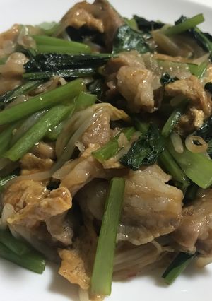 小松菜と豚肉のピリ辛炒め-レシピのメイン写真