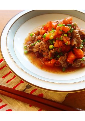 ＊簡単夏レシピ＊牛肉とトマトのおかか醤油-レシピのメイン写真