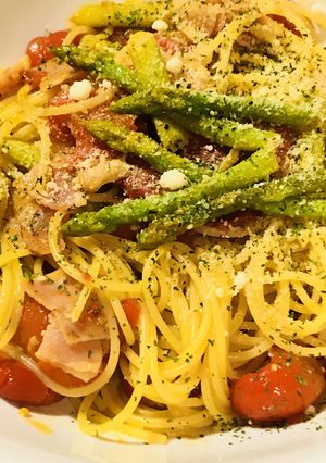 アスパラ＆プチトマトソースのパスタ-レシピのメイン写真