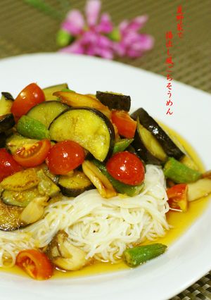 夏野菜で☆揚げ出し風ごちそうめん-レシピのメイン写真