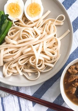 揚げナスとひき肉のつけうどん-レシピのメイン写真