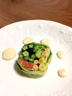 簡単 綺麗なサーモンと夏野菜のテリーヌ-レシピのメイン写真