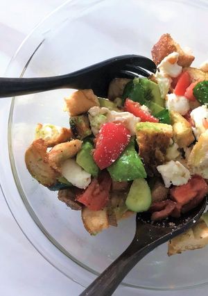 休日レシピ　パンサラダ-レシピのメイン写真