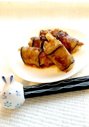 簡単♪茄子の豚ばらくるくる生姜焼き♡-レシピのメイン写真