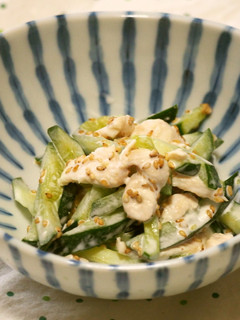 きゅうりと胸肉の胡麻マヨネーズサラダ♪-レシピのメイン写真