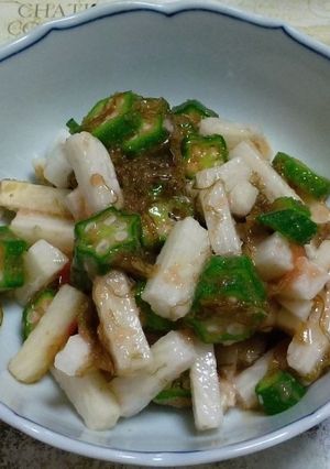 納豆昆布入りオクラと長芋の生タラコ和え-レシピのメイン写真
