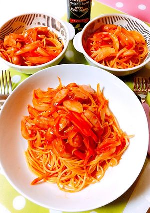子どもと私のお昼ご飯♡ナポリタン-レシピのメイン写真