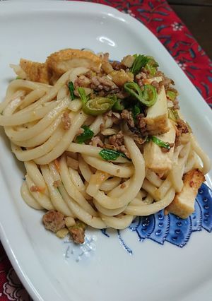 あたた生だししょうゆで麻婆焼きうどん-レシピのメイン写真