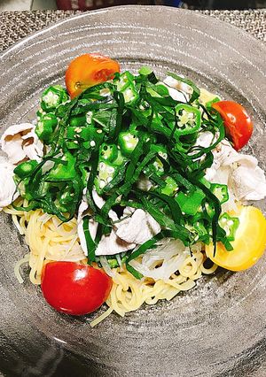 豚しゃぶとオクラのとろ〜り冷やし中華-レシピのメイン写真