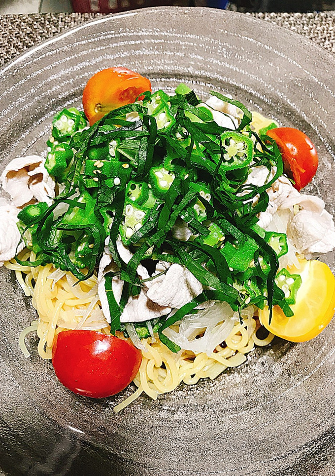 豚しゃぶとオクラのとろ〜り冷やし中華-レシピのメイン写真