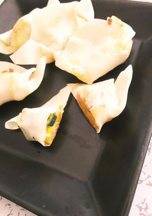 魚肉ソーセージとカボチャのワンタン焼き-レシピのメイン写真