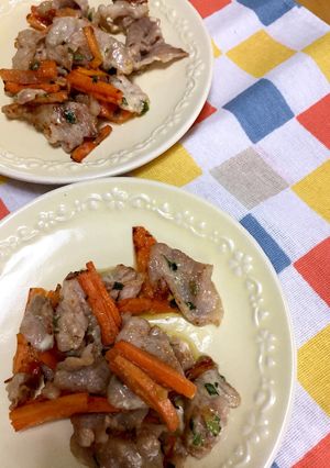 人参と豚バラ肉の味噌マヨ炒め-レシピのメイン写真