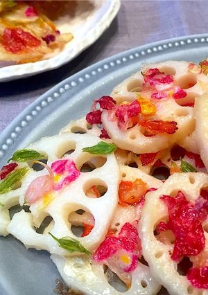 エディブルフラワーとレンコンの天ぷら-レシピのメイン写真