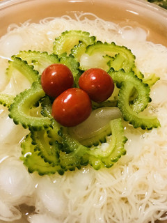ゴーヤー&プチトマトの彩り冷やし素麺-レシピのメイン写真