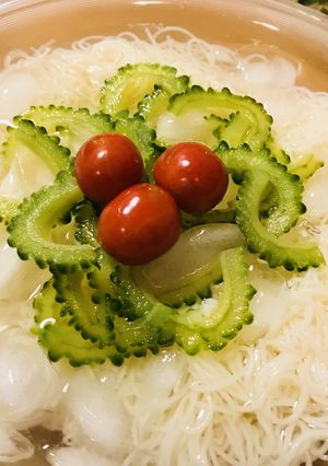 ゴーヤー＆プチトマトの彩り冷やし素麺-レシピのメイン写真