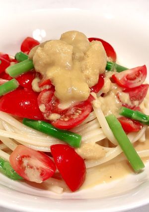 生ウニの冷製パスタ(*･ω･*)-レシピのメイン写真