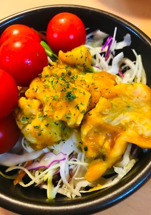 市販サラダ●鶏肉＆カボチャの甘煮サラダ盛-レシピのメイン写真