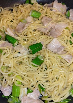豚バラとオクラと葱の塩焼きそば-レシピのメイン写真