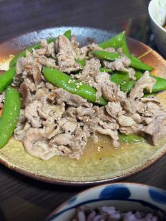 豚こま肉とスナップエンドウの塩ダレ炒め-レシピのメイン写真