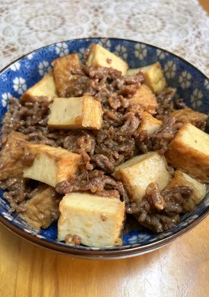 簡単な厚揚げとひき肉の甘辛煮-レシピのメイン写真