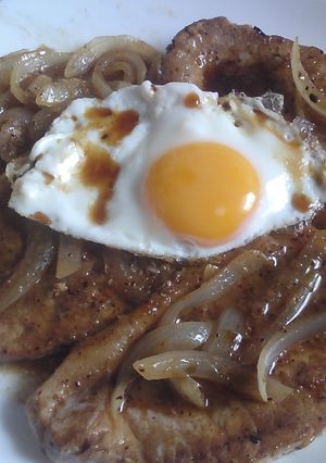 豚ロースステーキ・玉ねぎのアヒージョ炒め-レシピのメイン写真