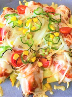 鯵とフライドポテトのピザ風-レシピのメイン写真