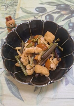 簡単♡山菜の水煮と揚げさんの煮物-レシピのメイン写真