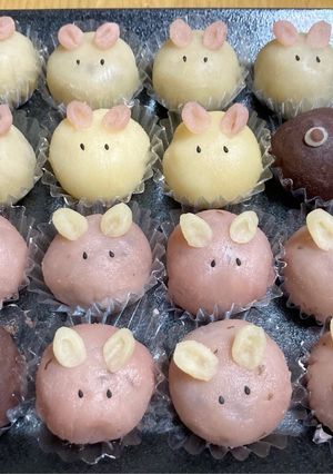 雑穀米入り、桜餡、白餡うさぎのおはぎ🐰-レシピのメイン写真