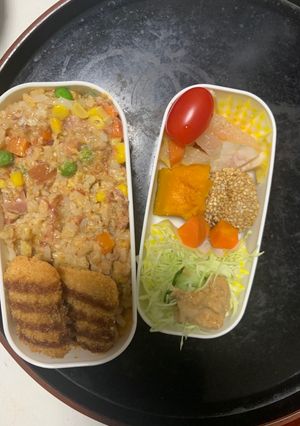 レンジ簡単中華風ペスカトーレ味炒飯弁当-レシピのメイン写真
