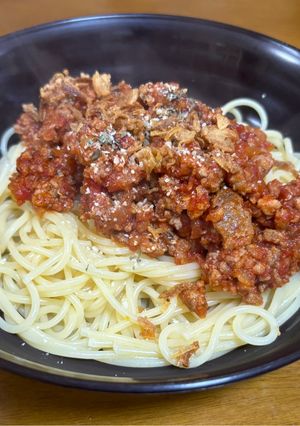 ひき肉たっぷりミートソースパスタ-レシピのメイン写真