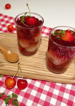 赤ワイン風味のさくらんぼ&ライチのゼリー-レシピのメイン写真