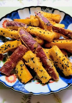子供喜ぶ節約簡単夕飯！さつまいもの唐揚げ行楽弁当-レシピのメイン写真