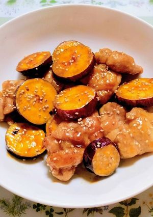 時短簡単夕飯主菜！鶏もも肉と薩摩芋の照り焼き弁当-レシピのメイン写真