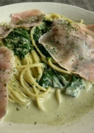 生ハムの小松菜クリームパスタ-レシピのメイン写真