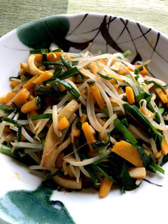 高野豆腐とニラもやしとカボチャの炒め物-レシピのメイン写真