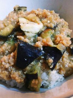 大豆のお肉で麻婆茄子丼-レシピのメイン写真