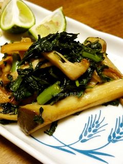 ◆エリンギと春菊の昆布茶炒め◆-レシピのメイン写真