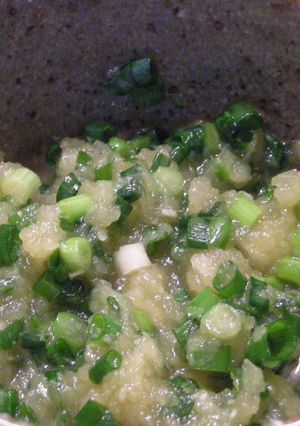 りんごと玉ねぎの♪ネギたっぷり香味だれ-レシピのメイン写真