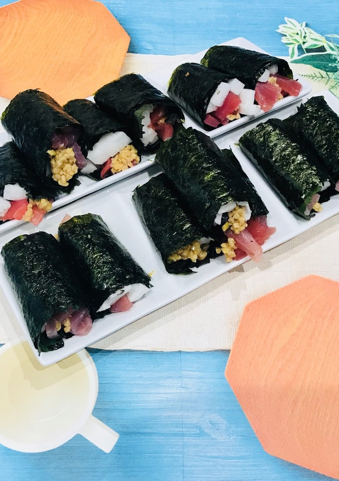 マグロと長芋の納豆巻き-レシピのメイン写真